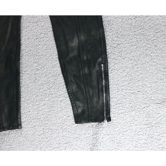 New 7 for All Mankind Pants Womens 25 Black Faux Leather Legging Ankle Zip - Picture 5 of 10